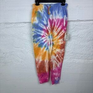 NWT Marissa Rose Vibrant Orange & Blue comfy Tie-Dye jogger Track Pants SZ small